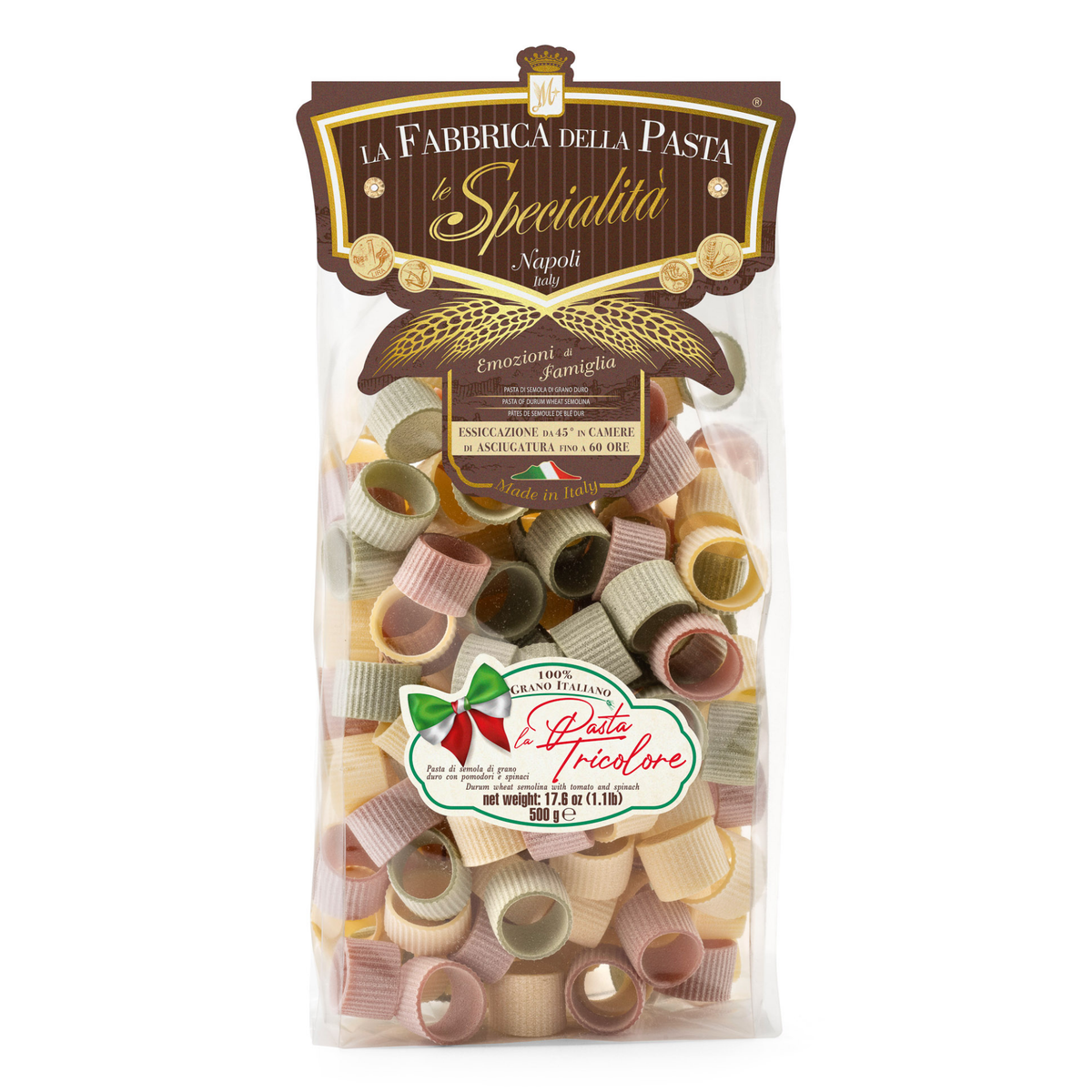 Calamaa Rigata Calamarata rigata tricolore – La Fabbrica della Pasta di Gragnano