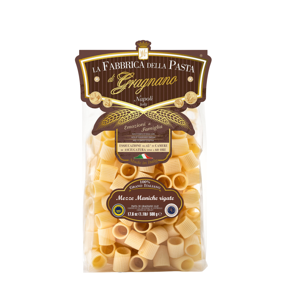 Mezza Rigate Mezze Maniche rigate IGP – La Fabbrica della Pasta di Gragnano
